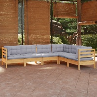6 Piece Garden Lounge Set with Cushions Solid Pinewood