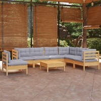8 Piece Garden Lounge Set with Cushions Solid Pinewood