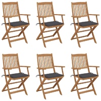 Folding Garden Chairs with Cushions Solid Acacia Wood
