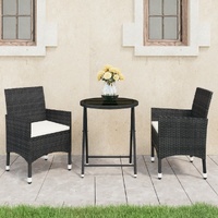 Garden Bistro Set Poly Rattan and Tempered Glass