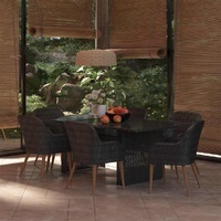 Genlume Glass-Top Rattan Outdoor Dining Set