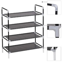 Shoe Rack with Shelves Metal and Non-woven Fabric