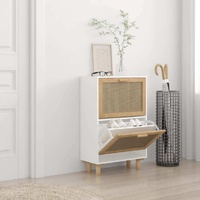 Shoe Cabinet 52x25x80 cm Engineered Wood and Natural Rattan