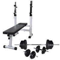 Workout Bench with Weight Rack Barbell and Dumbbell Set Exercise Benches