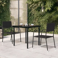 Garden Dining Table Black Steel and Glass