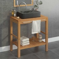 Teak Bathroom Vanity with Rectangular Marble Basin