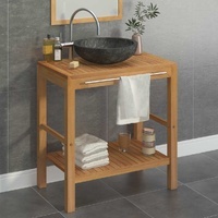 Teak Bathroom Vanity with Round Marble Basin