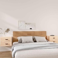 Helmunar Floating Pine Bedside Cabinet Pair