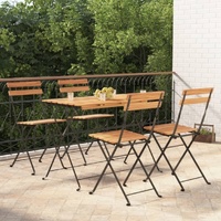 Folding Bistro Set Solid Wood Acacia and Steel