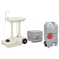 Foot-Pump Camping Wash Station and Portable Toilet Set