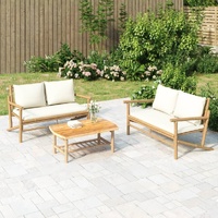 Garden Bench with Cushions Bamboo