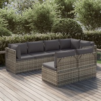 Garden Lounge Set with Cushions Grey Poly Rattan