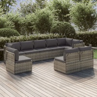 Garden Lounge Set with Cushions Grey Poly Rattan