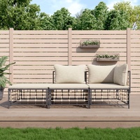 Garden Lounge Set with Cushions Anthracite Poly Rattan