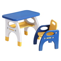 Keezi Kids Table and Chair Set HDPE Toddler Activity Play Set Blue/Yellow