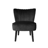  Accent Chair Foot Stool Set Ottoman Black