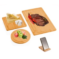 CARLA HOME 3 Pieces Bamboo Cutting Board with Juice Groove and Mobile Holder included for Home Kitchen