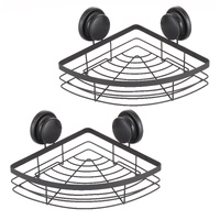 CARLA HOME  2 Pack Round Corner Shower Caddy Shelf Basket Rack with Premium Vacuum Suction Cup No-Drilling for Bathroom and Kitchen