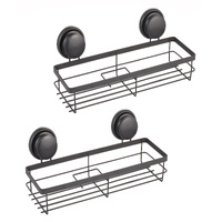 CARLA HOME  2 Pack Rectangular Corner Shower Caddy Shelf Basket Rack with Premium Vacuum Suction Cup No-Drilling for Bathroom and Kitchen