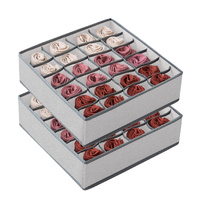 CARLA HOME Set of 2 Fabric Drawer Organizer Divider Storage Boxes for Storing Socks, Underwear, Ties, Scarves (Grey)