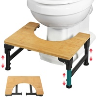 CARLA HOME Bamboo Toilet Stool Foldable and Adjustable Height with Non-Slip Layer for Bathroom