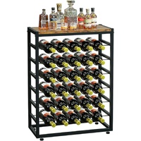 CARLA HOME 6-Tier Freestanding Wine Rack for 30 Bottles with Wood Countertop and Sturdy Metal Frame