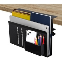 CARLA HOME Under Desk Side Laptop Holder Storage with No Drill Cable Management Tray and Pen Storage for Office and Home