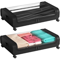 CARLA HOME Set 2 Pcs XXL Under Bed Rolling Storage Containers with 50L Large Capacity and Wheels
