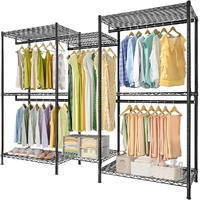 CARLA HOME Heavy Duty Clothing Garment Rack Organizer with Hanging Rods & Storage Shelves for Clothes, Shoes & Wardrobe