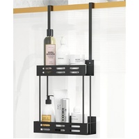 CARLA HOME Over the Door 2-tier Shower Caddy Organizer Shelf with Hooks for Bathroom