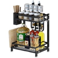 CARLA HOME 2-Tier Kitchen Spice Rack Organizer Storage Shelf for Condiments, Oil Bottles, Utensils, Cutting Board & More