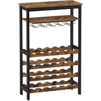 CARLA HOME Large Wine Rack with Glass Holder, Metal Designed Bottle Holder and Wood Countertop up to Wine & Champagne Bottles
