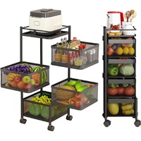 CARLA HOME Metal 5-Tier Rolling Vegetable and Fruit Basket Cart Stand for Kitchen & Storage