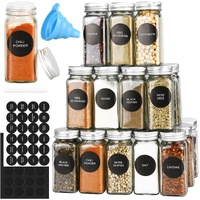 CARLA HOME 24 Glass Spice Jars with Lids, Shaker Tops, 180 Spice Labels, White Pen & Funnel for Kitchen Organization, Spice Rack, Seasoning & Herb Sto