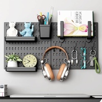 CARLA HOME Pegboard Wall Organizer Kit  2 Black Modular Pegboards with 10 Accessories for Office, Gaming & Home Storage