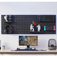 CARLA HOME Pegboard Wall Organizer Kit with 4 Modular Black Pegboards & 19 Accessories for Gaming, Office & Craft Storage (Black)