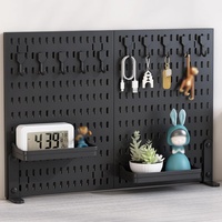 CARLA HOME 2 Pack Desk Pegboard Organizer Kit  with Hooks, Tray & Mount Ideal for Office, Gaming Setup & Home Workspace Organization (Black)