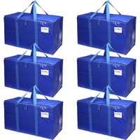 CARLA HOME 6-Pack Large Moving Storage Bags with Zippers & Handles with 95 Liters Capacity for Space Saving, Travel, Camping & Organization (Blue)
