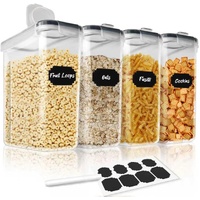 CARLA HOME Airtight Cereal Storage Containers BPA-Free Food Dispensers with Pouring Lids for Pantry & Kitchen (4 Pack 2,5L)
