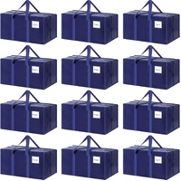CARLA HOME 12-Pack Large Moving Storage Bags with Zippers & Handles with 95 Liters Capacity for Space Saving, Travel, Camping & Organization (Blue)