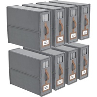 CARLA HOME Bed Sheet Organizer Set of 8 with Handle & Window for Covers, Pillowcases, Blankets, Clothes & Sheets (Grey)