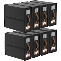 CARLA HOME Bed Sheet Organizer Set of 8 with Handle & Window for Covers, Pillowcases, Blankets, Clothes & Sheets (Black)