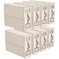 CARLA HOME Bed Sheet Organizer Set of 8 with Handle & Window for Covers, Pillowcases, Blankets, Clothes & Sheets (Beige)