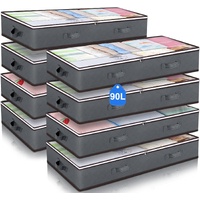 CARLA HOME 8 Pack Underbed Storage Bins with 90L Large Capacity Storage Containers for Comforters, Linen, Pillows, Toys, Towels, Blankets