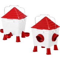 CARLA HOME Chicken Feeder Waterer Set, Automatic Gravity Dispenser with 8KG Food & 8L Water Capacity, 4 Ports & Cups, Clean Poultry Feeding for Coop, 