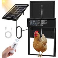 CARLA HOME Automatic Chicken Coop Door Solar Powered with 4 Mode Timer & Light Sensor, Anti-Pinch & USB Charging Port