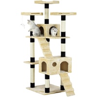 CARLA HOME 180cm Cat Tree Tower for Indoor Cats with Dual Condos, Plush Perches, Sisal Scratching Posts & Ramps for Kittens & Adult Cats (Beige)