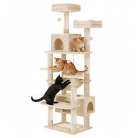 CARLA HOME 180cm Cat Tree Tower for Indoor Cats with Plush Perches, Dual Condos, Natural Sisal Scratching Posts & Ramps for Kittens & Adult Cats (Beig