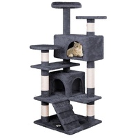 CARLA HOME 180cm Cat Tree Tower for Indoor Cats with Plush Perches, Dual Condos, Natural Sisal Scratching Posts & Ramp for Kittens & Adult Cats (Dark 