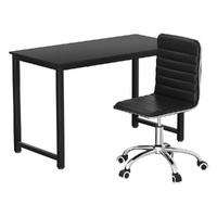 Artiss Computer Desk 120cm Executive Office Chairs Set PU Leather Low Back Black